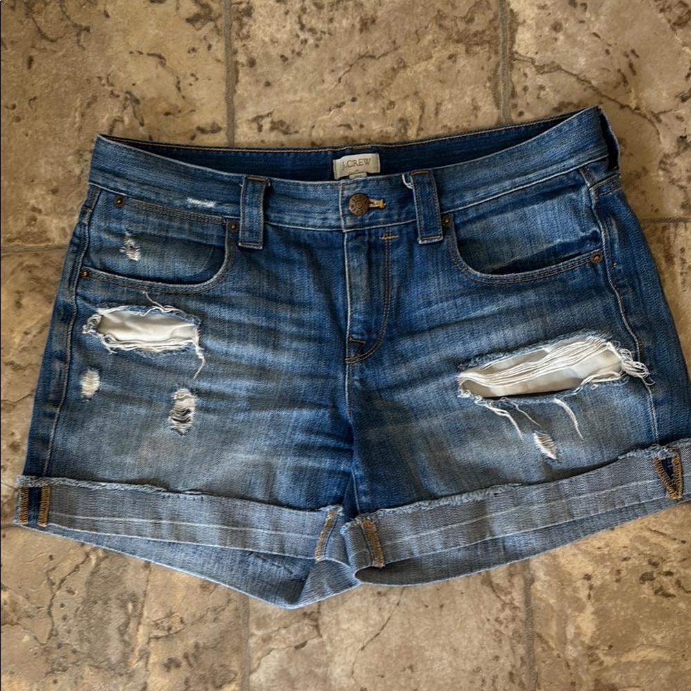 J Crew Distressed Denim Shorts